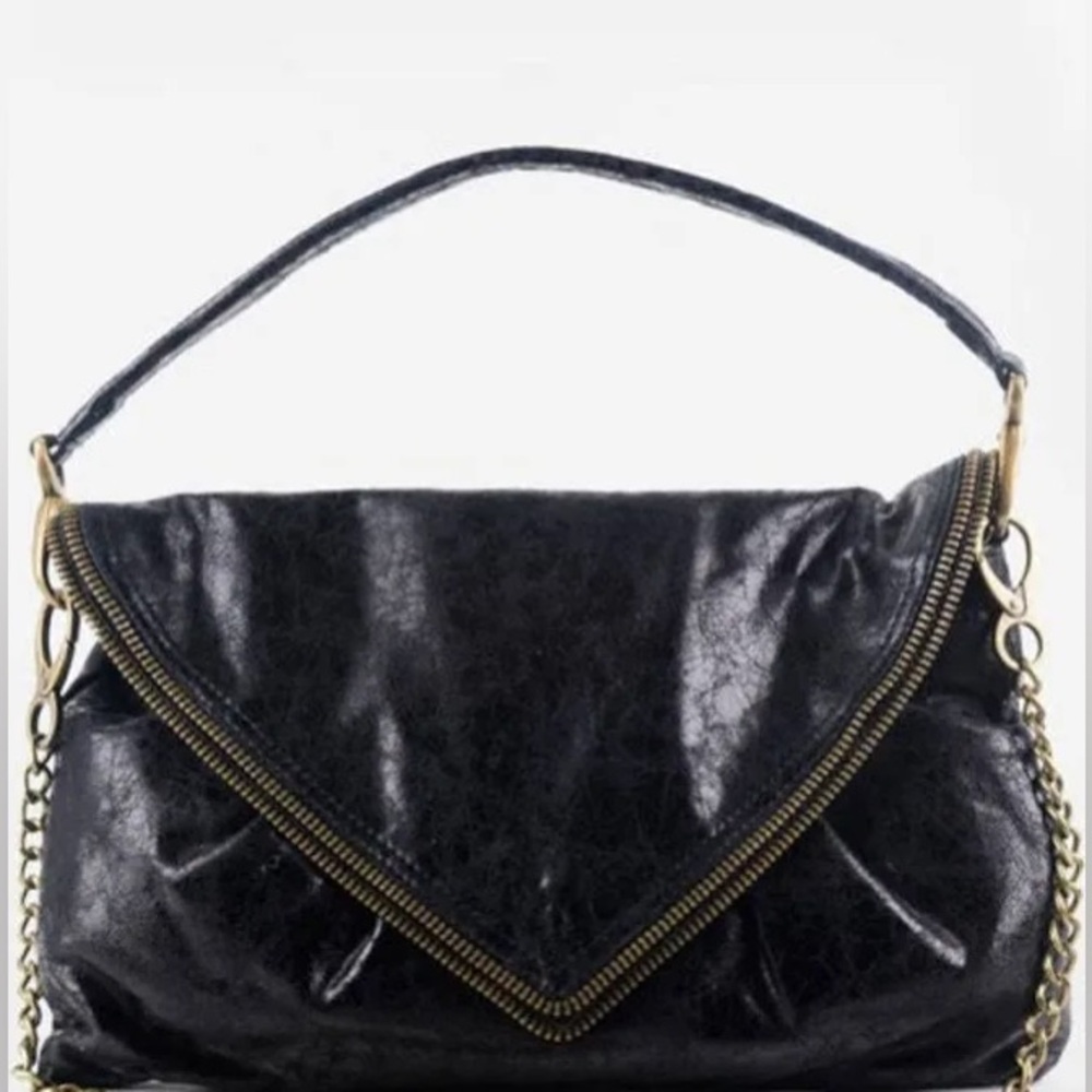 Matt & Nat Black Vegan Leather Convertible CrossBody Clutch Bag